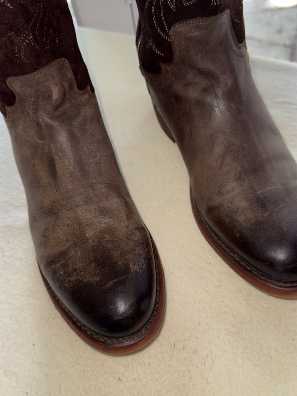Reba Justin Boots Women's Western Anthem Boots Dark Brown Leather Suede Size 8 - Picture 5 of 14